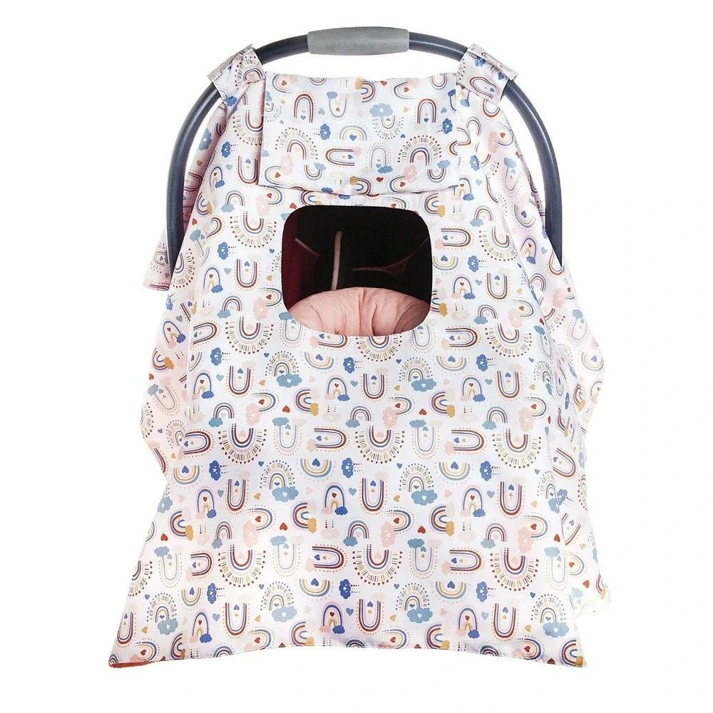 Monbebe Car Seat Canopy Kids OS Pink Rainbow Excellent Boho Print‎ 210126